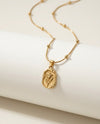 Elegant Gold Tone Beaded Chain Necklace with Tulip Flower Medallion Pendant